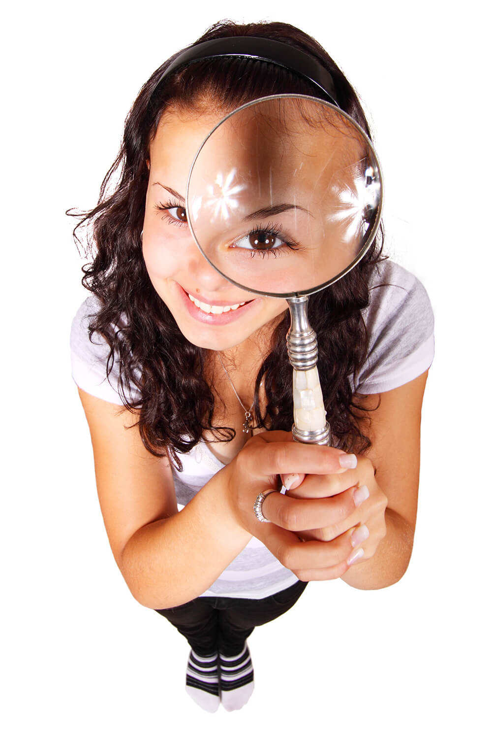 Doe de Gratis Site Check van Mark King Online Vrouw met vergrootglas